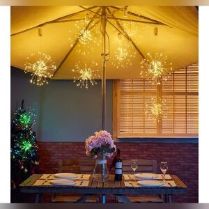 8 Pack Hanging Starburst Light LED String Light Bouquet Shape Firework Battery